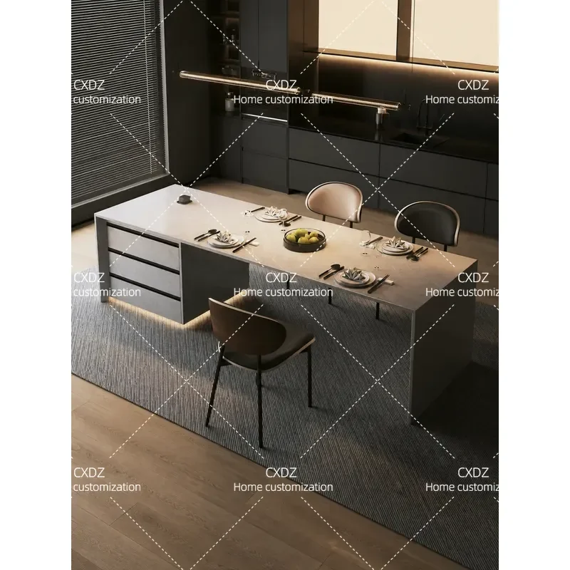 Italian Minimalist Flush Island Dining Table Integrated Home Open Kitchen Customizable Multi Functional Guide Table