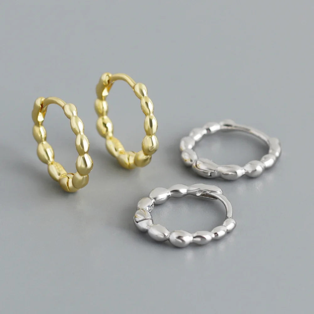 

CCFJOYAS 11mm 925 Sterling Silver Polka Dot Hoop Earrings for Women European and American Punk Rock Huggies Earrings Jewelry
