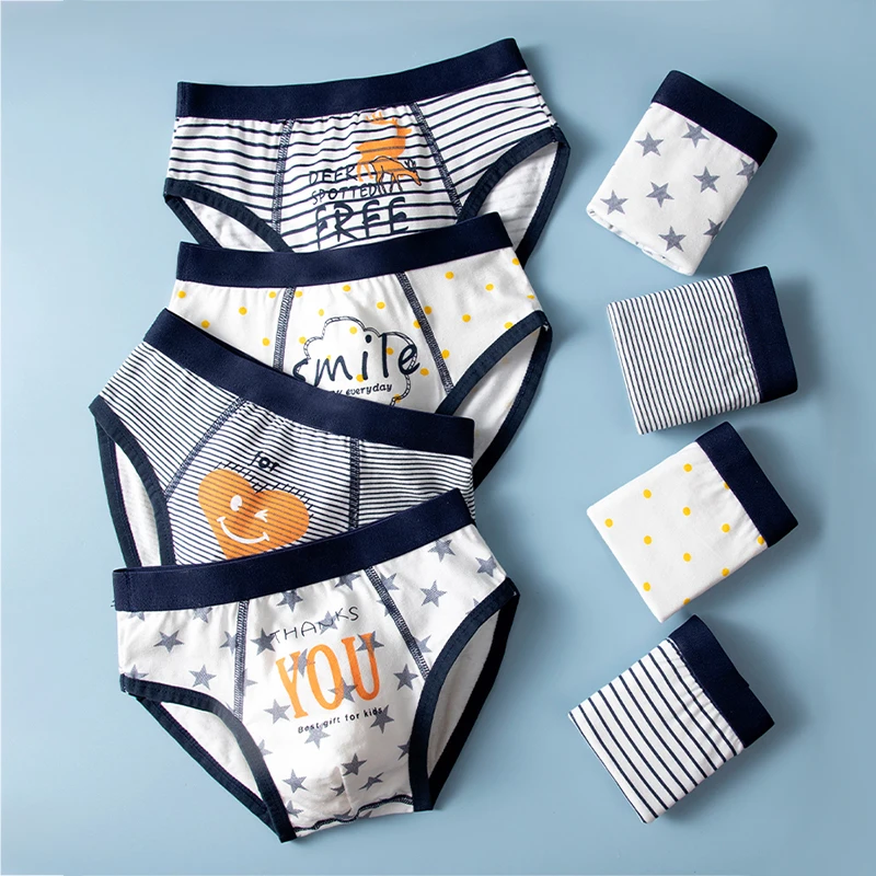 4pcs Boys Cotton Boxer Briefs Cute Cartoon Kids Underwear Baby Boys Shorts Breathable Toddlers Underpants cueca infantil menino