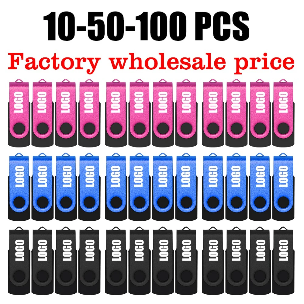 10/50/100PCS USB 2.0 Pendrive 128GB 64GB 32GB 16GB 8GB USB Flash Drive 4GB 2GB Free Custom Logo USB Flash Drive Stick Best Gift
