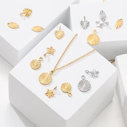 20/50pcs/lot Stainless Steel Heart Five-Pointed Star Pendants For Handmade DIY Necklace Earring Jewelry Making Accessories