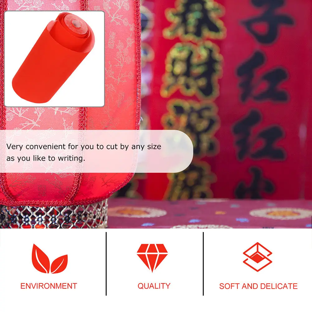 1 Roll Thickened Red Xuan Paper Ink Resistant Calligraphy Paper Roll Blank Couplets for New Year Festival Traditional Scroll