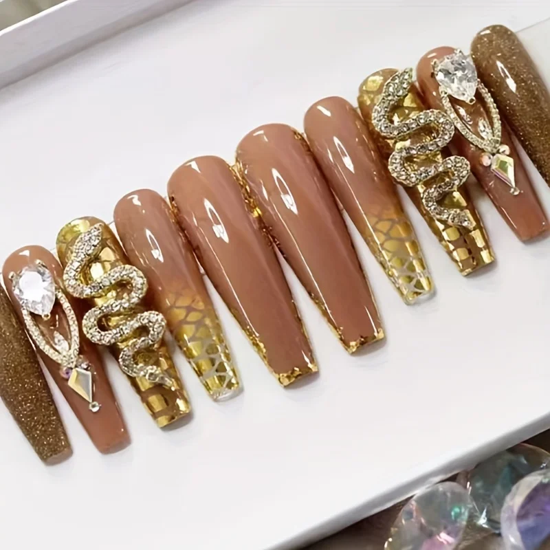 24Pcs Long Ballet-Style Elegant and Cool Gold Snake-Shaped R