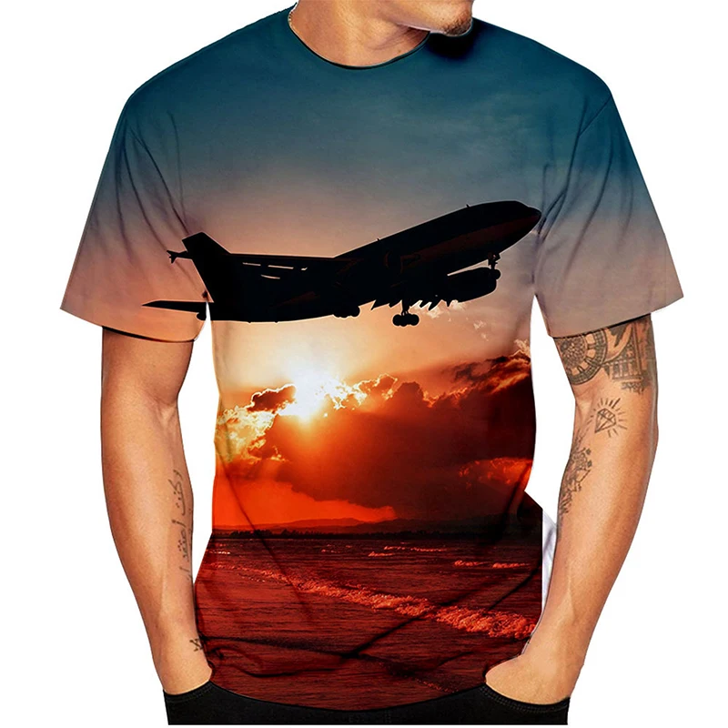 New Airplane 3D Print T-Shirts Aircraft Streetwear Men Women Fashion Oversized Short Sleeve T Shirt Kids Tees Tops Man Clothing