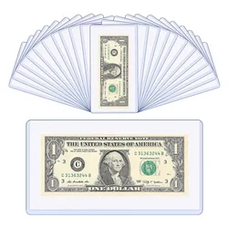5/10Pcs Clear Hard Plastic Sleeve Clip Paper Money Notes Bills Holder 110*205MM