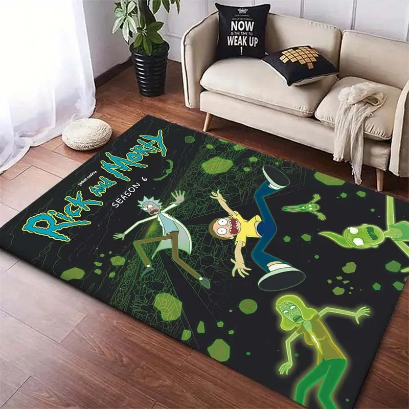 Tapis décoratif à motif Rick et Morty pour chambre à coucher, salon, bureau, tapis de tête de lit pour chambre familiale, paillasson, tapis de salle de bain.