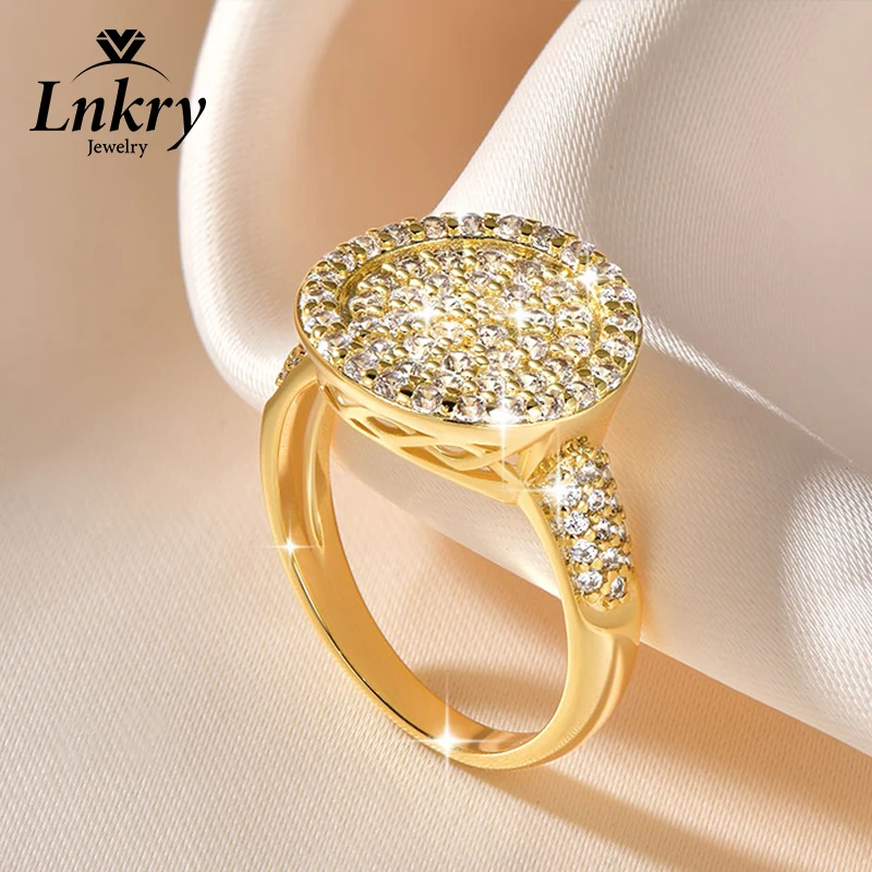 

Lnkry Dazzling Pave Setting1.5mm&1.1mm Micro Clear Zircon Ring for Women 14k Gold-Filled Round Shape Wedding Ring Jewelry