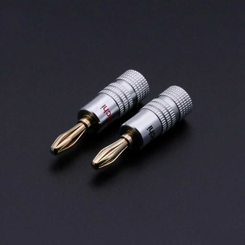 100Pcs Banana Plug 24K Gold Plated Copper BFA 4mm Banana Connector Male Speaker Plug Audio Speaker Wire Plug