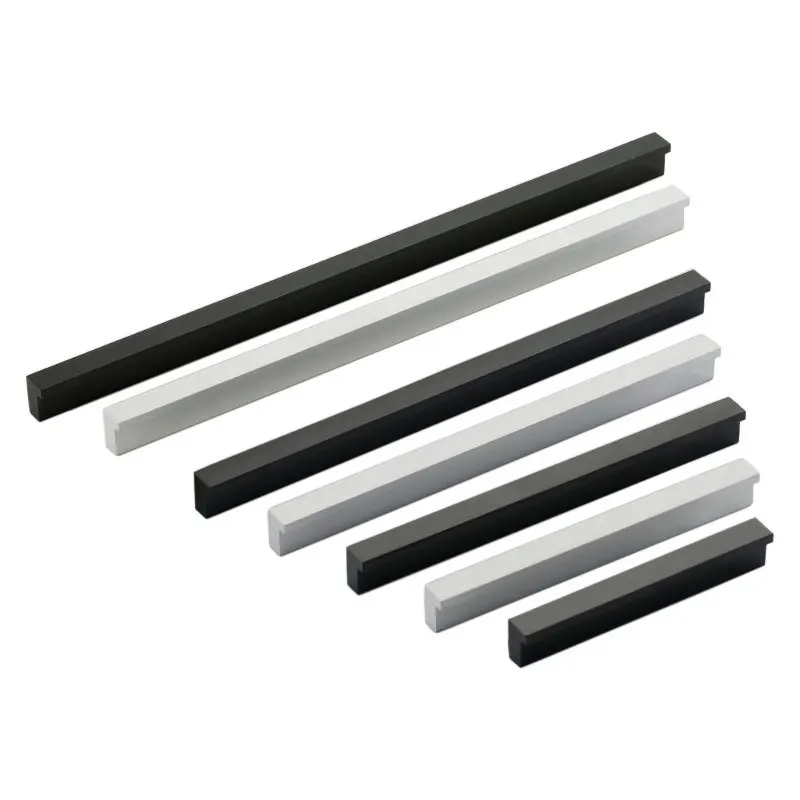 Modern Minimalist Black Aluminum Alloy Wardrobe Handle Cabinet Door Handle Cabinet Drawer Handle Dressers for Bedroom Drawer