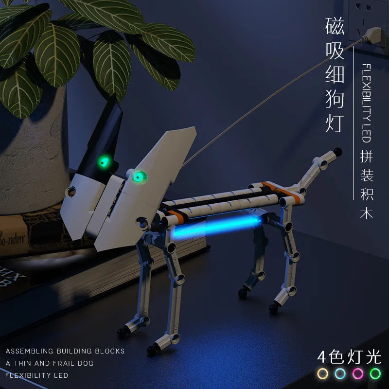 MOC Cienka Lampa Piesek Magnetyczna Lampa Zestaw Klocków Konstrukcyjnych DIY Kreatywna Zabawka dla Chłopca Kolekcja Edukacyjne Klocki