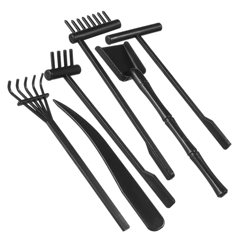96BA 6 Piece Mini Garden Rakes Set for Desktop Sand Tray Patterning