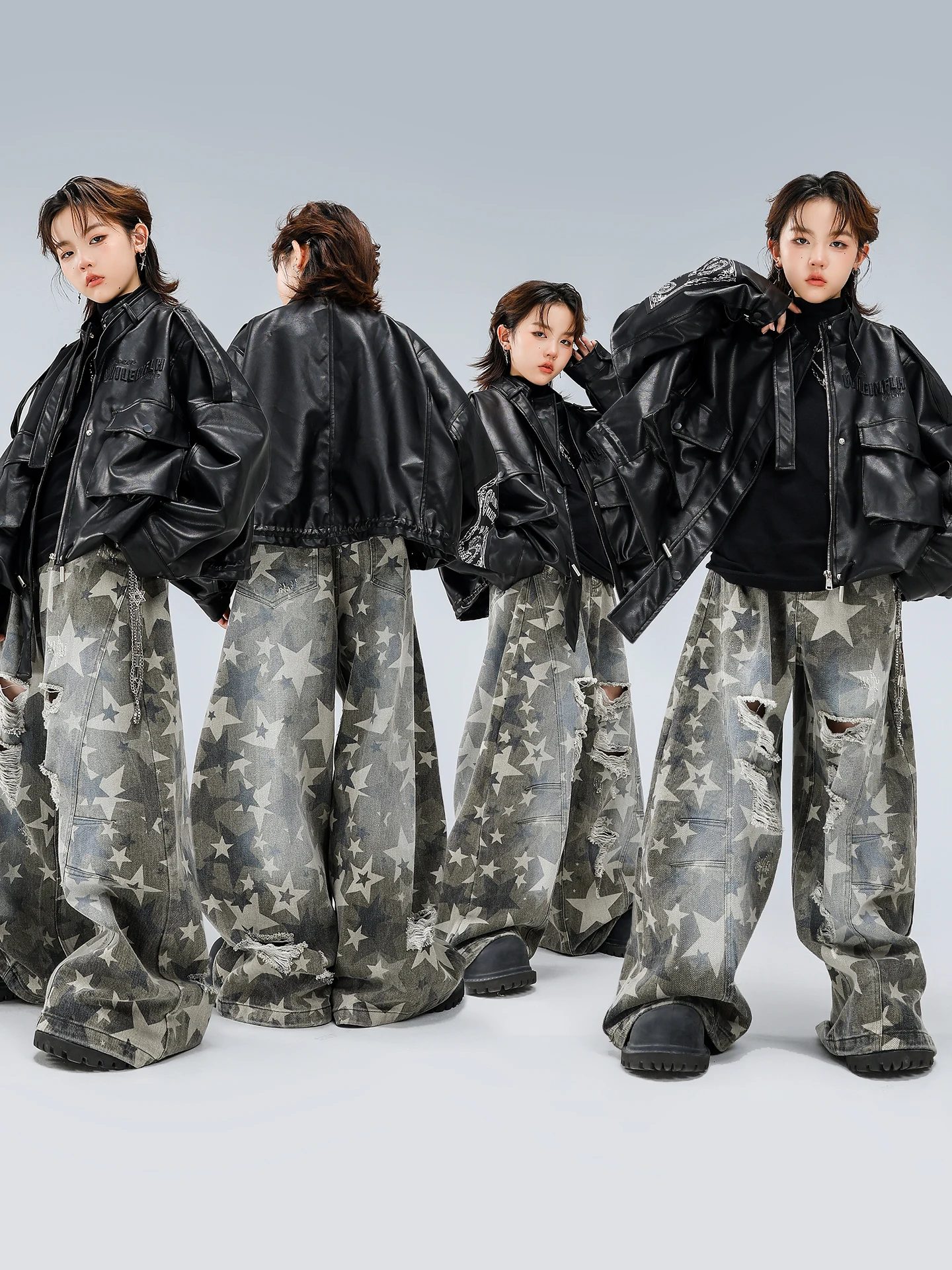 2025 Ballroom Hip Hop Danskostuums Voor Meisjes Zwarte Jasje Losse Broek Streetwear Jongens Jazzdans Stadium Kleding DQS 21193