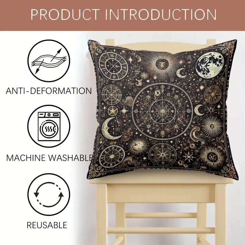 VIKAMA Astrological Zodiac Pillow Cover, 2026 New Arrival Star Pattern Zippered Cushion Case for Bed Sofa Lounge Chair Decor