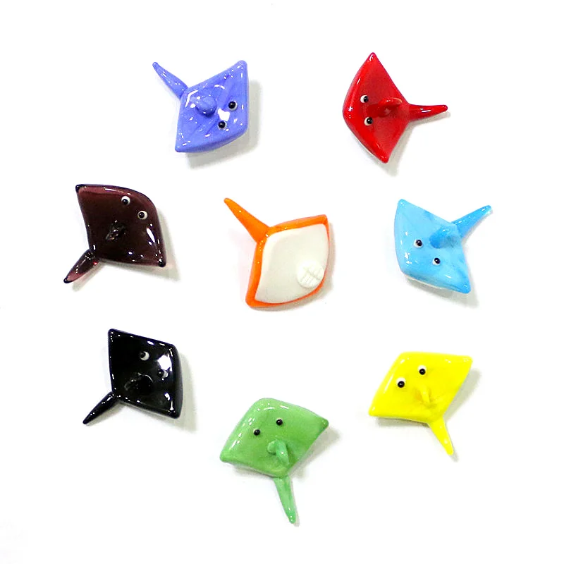 Aquarium Decor Mini Glass Marine Animal Pendant Cute Manta Ray Fish Charm Stingray Trinkets for Diy Jewelry Making Accessories