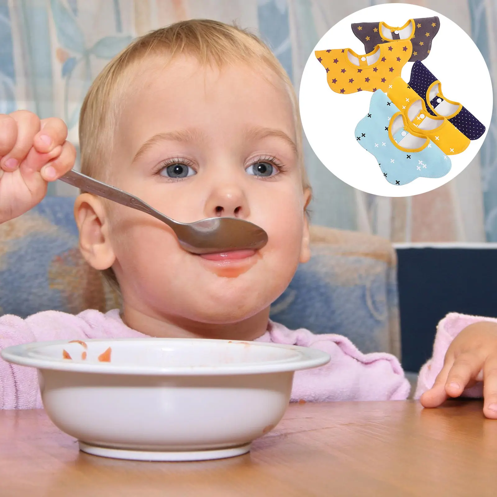 5Pcs Infant Drool Bibs Waterproof Cotton Baby Bib for Newborn Toddler Saliva Absorption Breathable Lightweight Dining Drooling