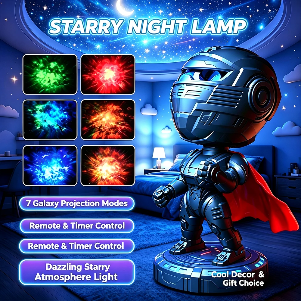 Astronaut Shape Galaxy Projector Lamp Multi Color Star Sky Projection Nightlight Remote Control Home Bedroom Atmosphere Light