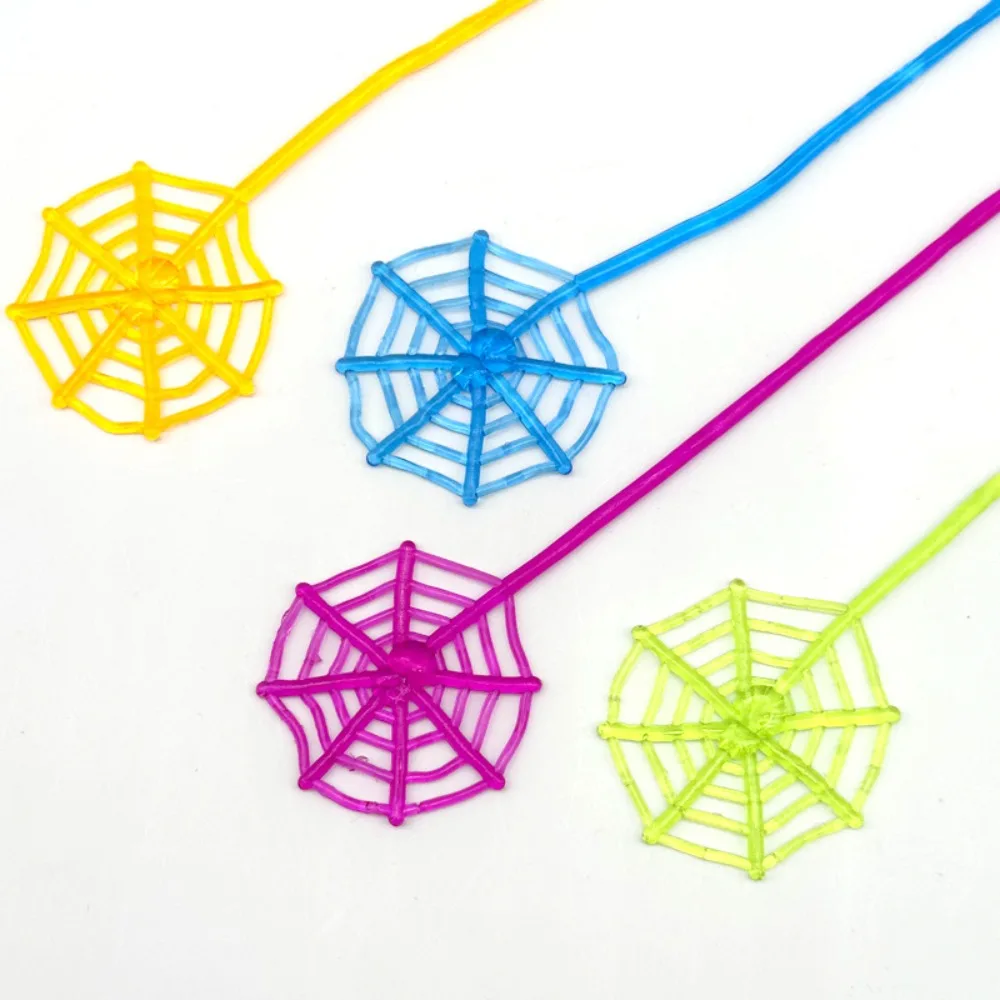 10Pcs Sticky Spider Web Favor Plastic Climbing Tricky Gag Toys Elastic Stretchable Mini Elastically Stretchable Spider Web Kids