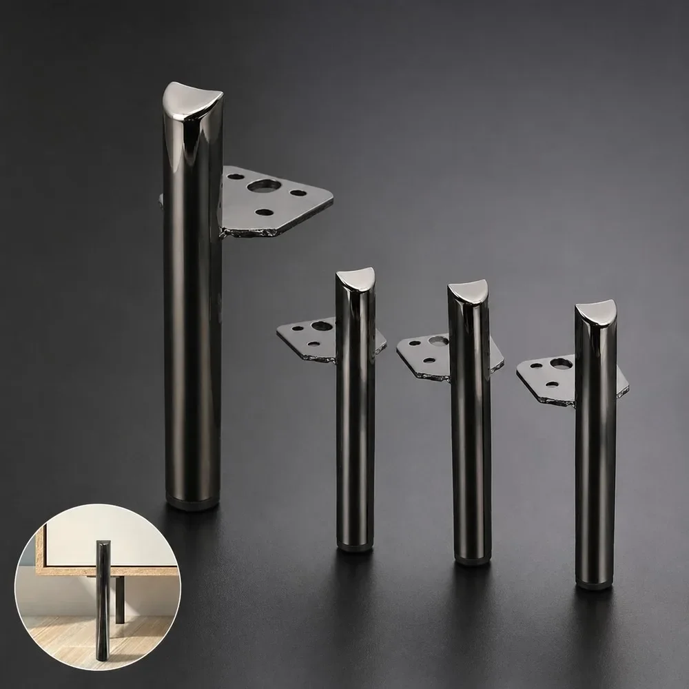 4pcs Modern Metal Furniture Legs for Sofa, Coffee Table, TV Stand, Cabinet - Sturdy Replacement Feet, 10cm Height, Easy