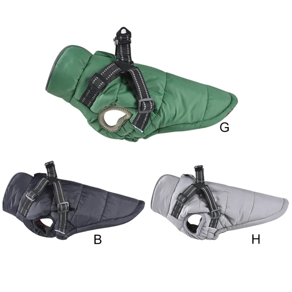 

Pet Dogs Coat With Durable Chest Strap Harness Winter Clothes for Small Dogs Convenient Towing