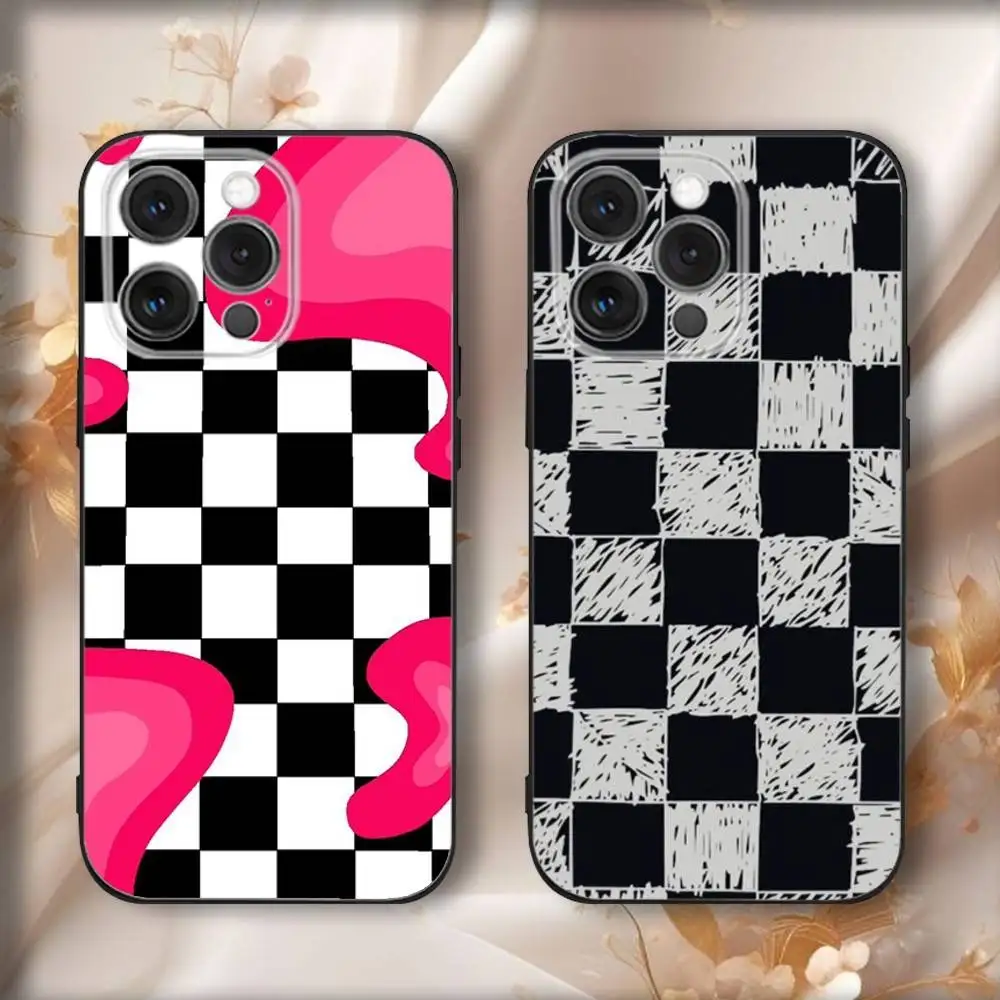 

The Art Checkerboard Phone Case For iPhone16,15,14,13,12,11,Pro,Max,Plus,X,XS,SE4,E,Mini,Soft Black Case