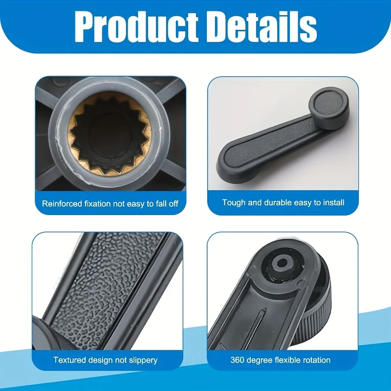 2pcs Universal Car Window Crank Handle Replaces with Gasket Window Winding Handles Car Window Lifter Auto Interior Accessories