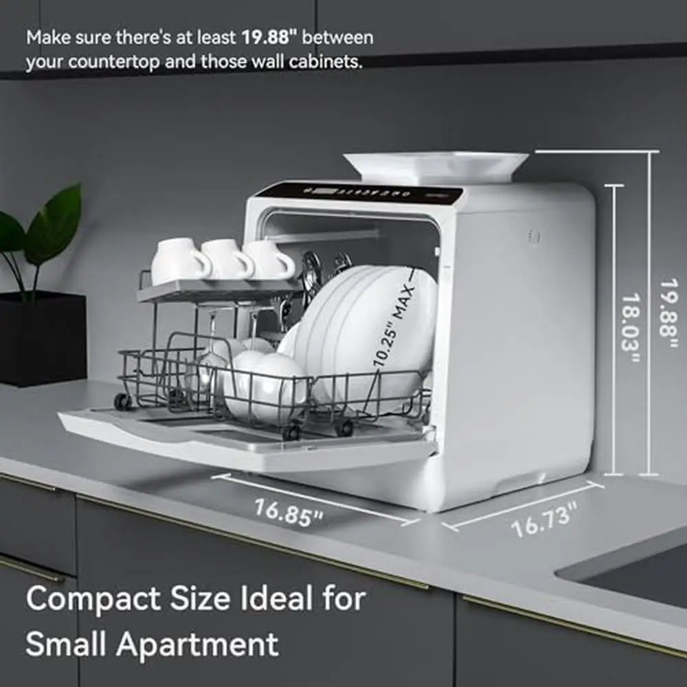 Portable Countertop Dishwasher 5 Washing Options 4 Place Settings 5L Water Tank Glass Door Display