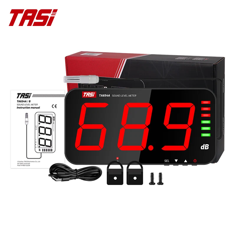 Imagem -06 - Tasi-lcd Decibel Medidor com Sensor Externo Wall Mount Sound Level Ta654a b 13 em