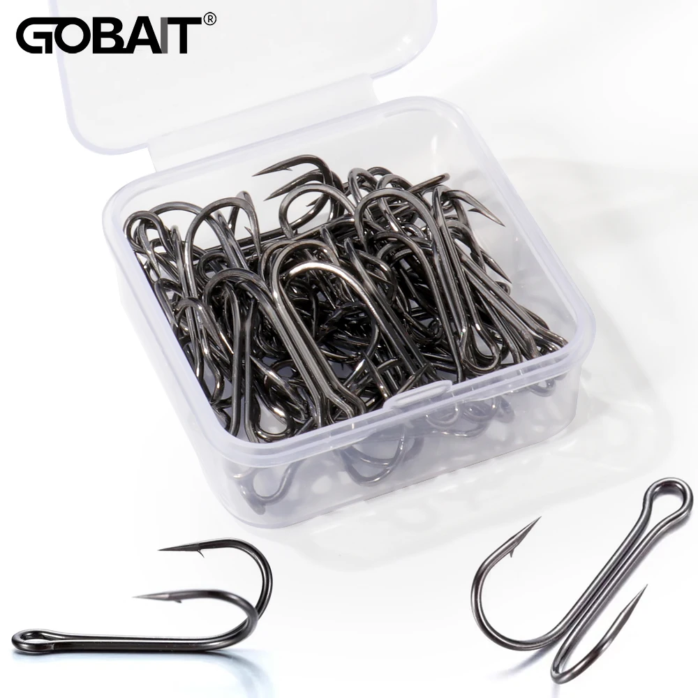 double barbed fishing hooks Dr.Fish 100pcs Baitholder 1#-10#4# which are better at hooking fish than a single hook Double Barb Assist Hook -