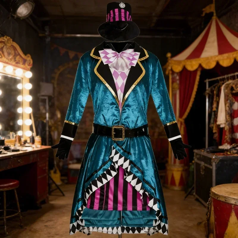Clock Pattern Fancy Tuxedo Outfit For Women Vintage Fantasy Themed For Magic Show Stage Performance Themed Party
