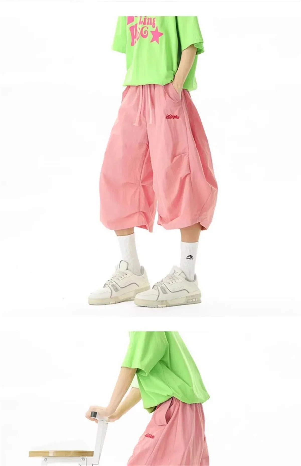 Bestickte Schnelltrocknende Shorts für Herren Sommer Outdoor Bergstil Weite Beine Kurze Hosen Locker Lässig – Detail 3