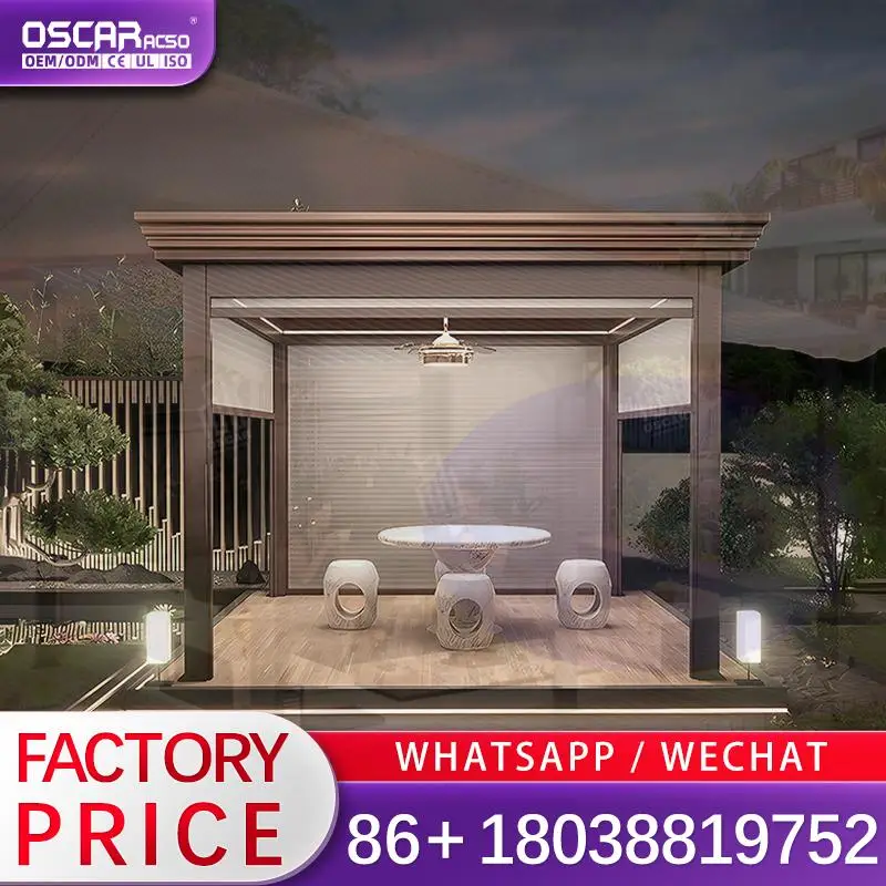 3x3m Manual Adjustable Louvered Aluminum Waterproof Sun Shade Pavilion for Garden Patio Backyard pergola