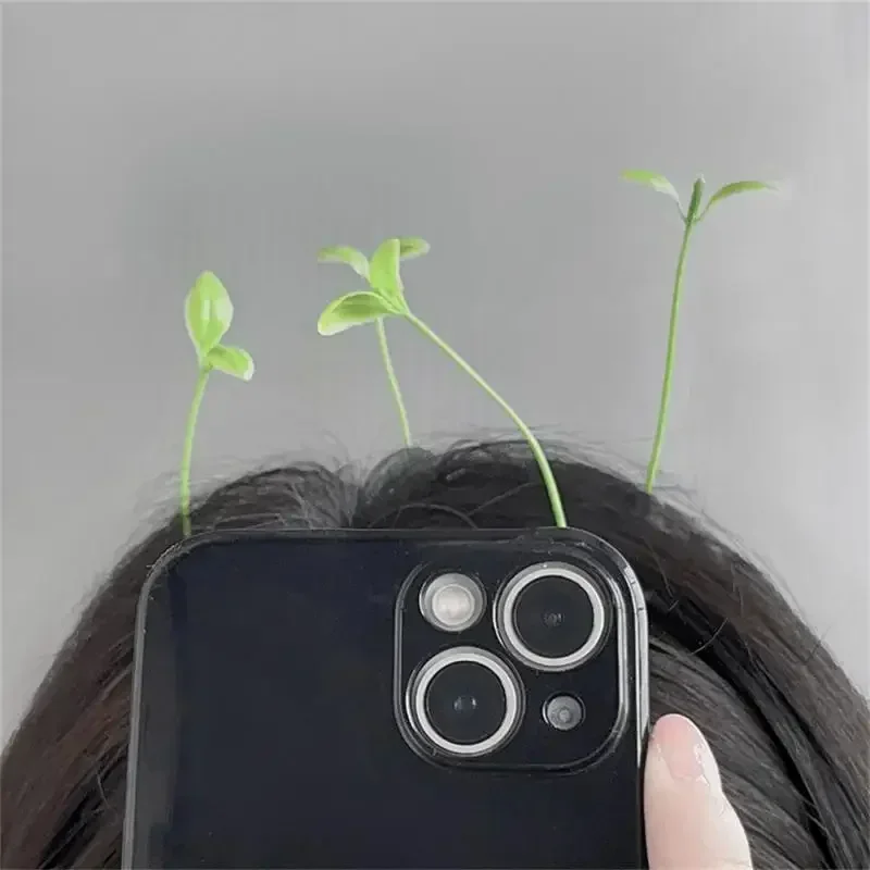 Cute Artifacts Funny Little Bean Sprouts With Grass Growing On Their Heads Sprouting Grass Hair Clips Cute Bean Sprout Clips