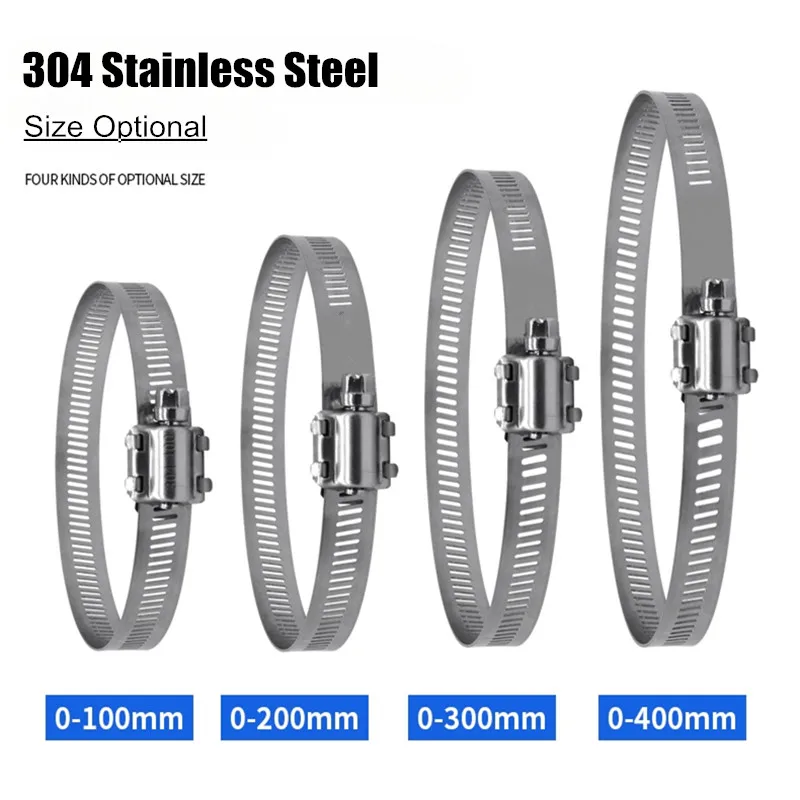 201/304 Stainless Steel Hose Clips Car Fuel Hose Pipe Clamps Worm Drive Heavy Duty Security CCTV Camera Fastener Fixed Clip Hoop