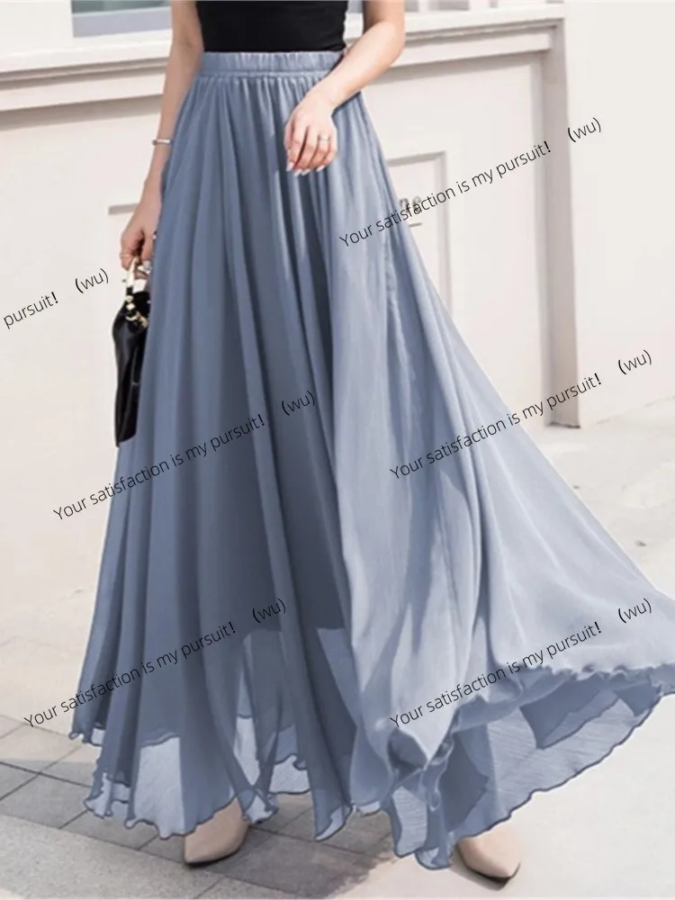 

Модные элегантные шифоновые юбки, женские однотонные юбки трапециевидной формы с неровным подолом, свободная юбка трапециевидной формы с высокой талией, весна-лето, новая женская одежда