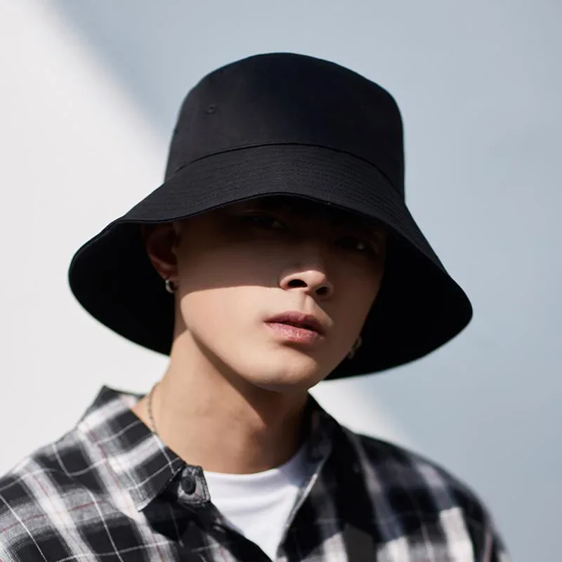 

Solid Big Brim Bucket Hat Men Women Korea Fashion Cotton Foldable Beach Outdoor Panama Caps Sun Y2K Style Frayed Expedition Hats