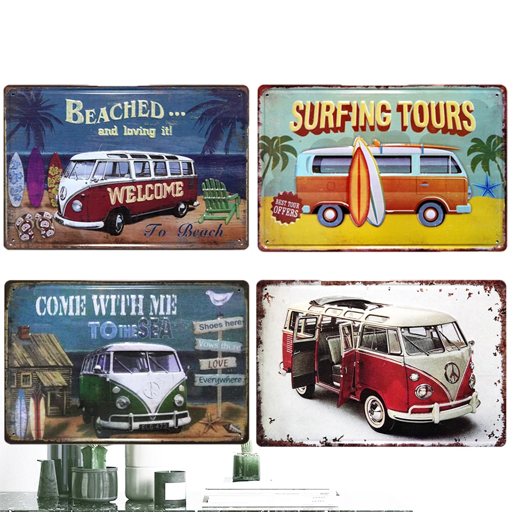 Diverse Bus Vintage Styles Metal Sign Tin Sign Garage Car Club Decoration Plaque Home Wall Decor Bar Nightclub Decoration