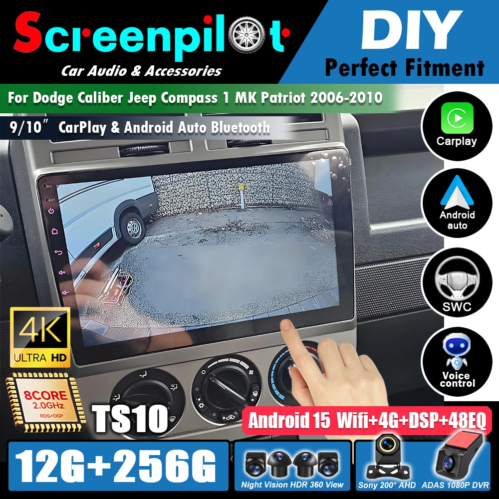 Android 16  For Dodge Caliber Jeep Compass 1 MK Patriot 2006 2007- 2010  Car Radio  5G WIFI Navigation Multimedia BT Stereo