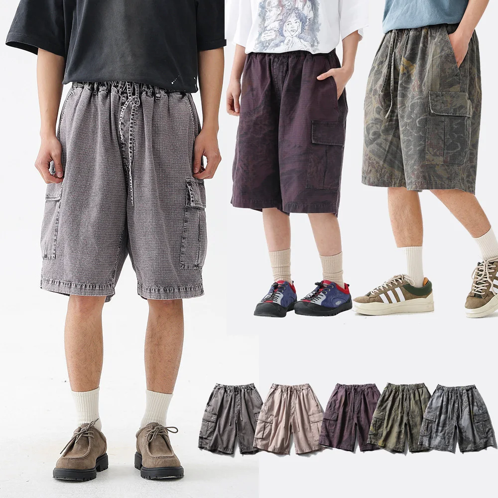 

Men Women Summer Streetwear Loose Casual Outdoor Pure Cotton Wide Leg Cargo Shorts Cityboy Fashion Baggy Shorts Pant