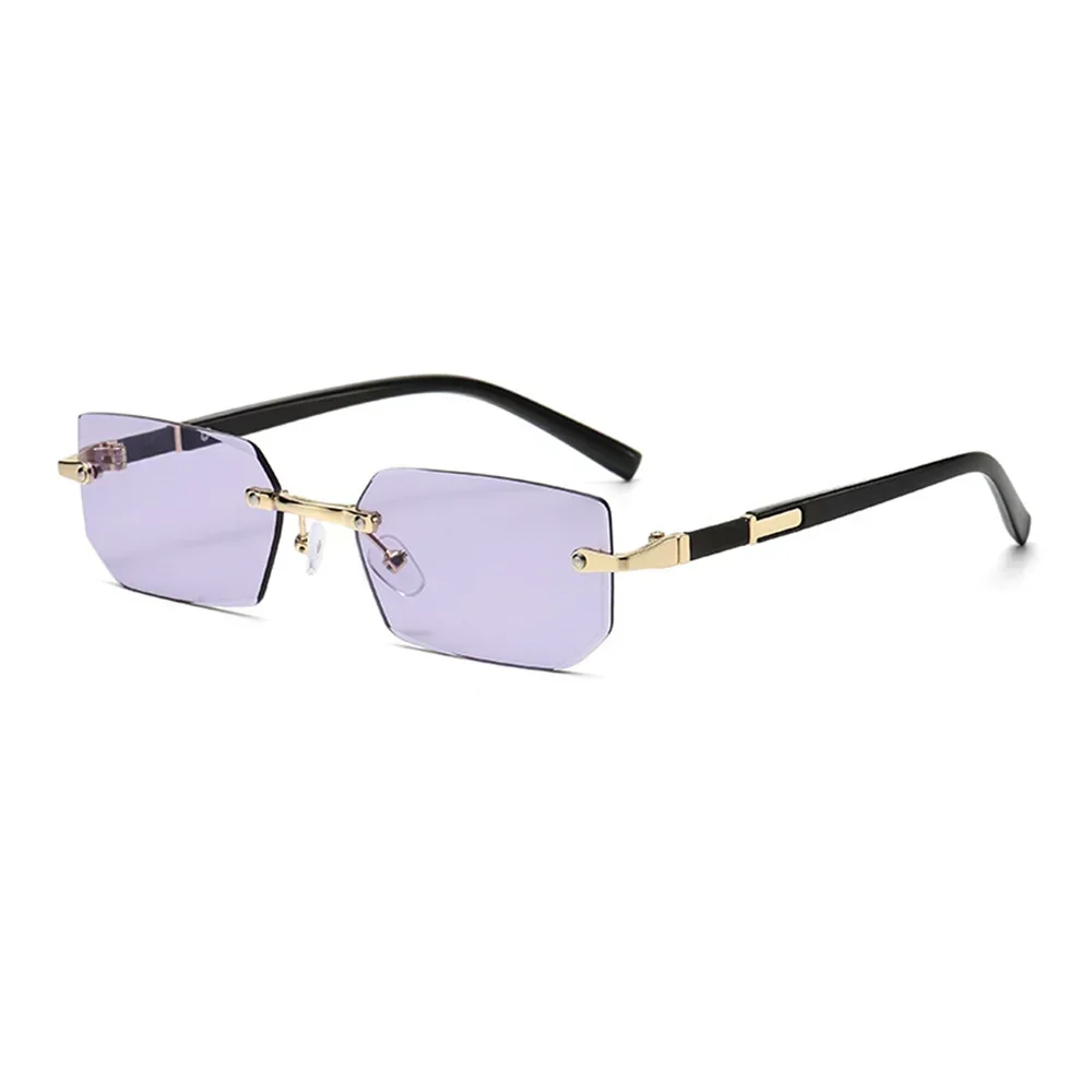 Randlose Schnittkante Rechteck Sonnenbrille Unisex rahmenlose Brillen Designer Mode Vintage quadratischen Schatten y2k Sonnenbrille Brille