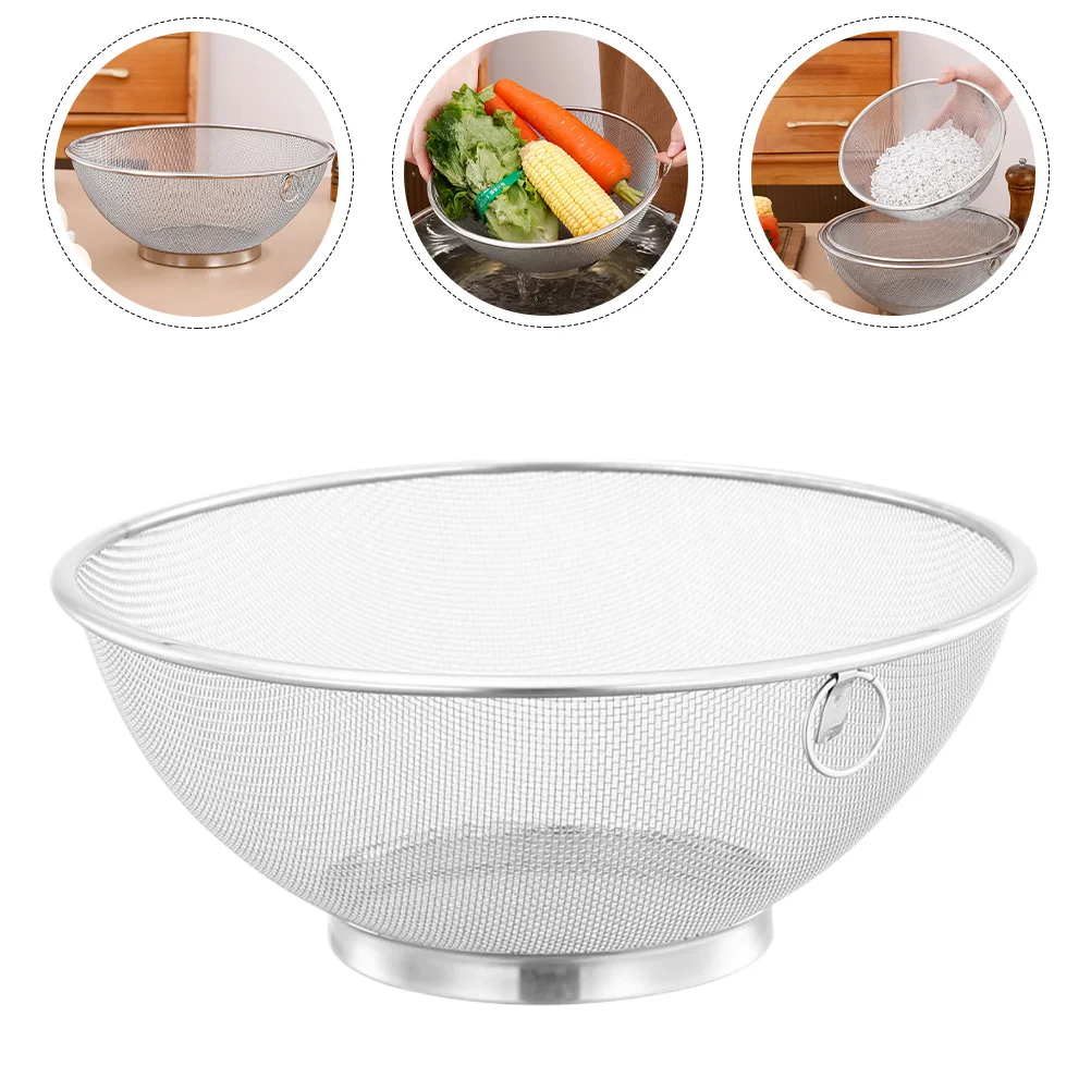 Stainless Steel Rice Basket Long-lasting Drain Washing Bowl Fine Mesh Sieve Strainer