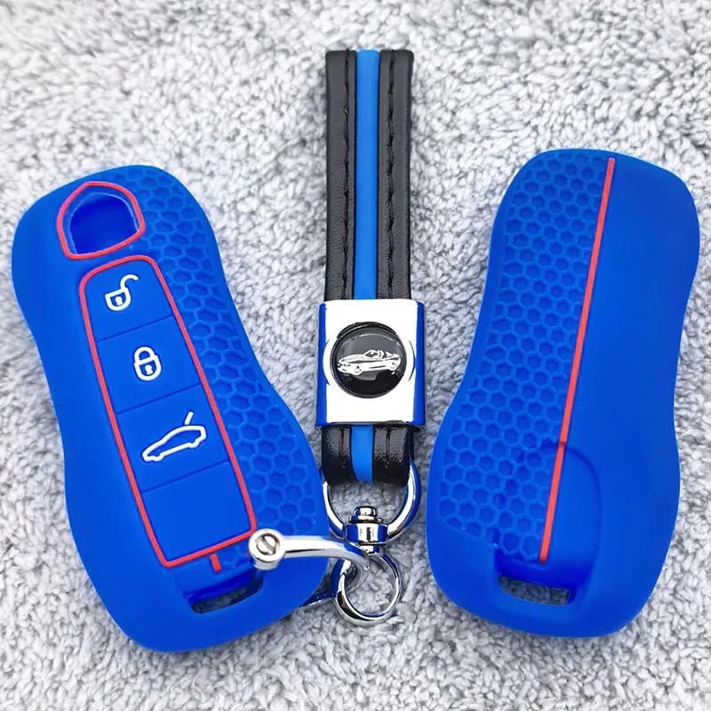 For Porsche Panamera Cayenne 971 911 9YA Macan Boxster Car Key Case Cover Auto Keychain Protective Suede 3 Button Accessories