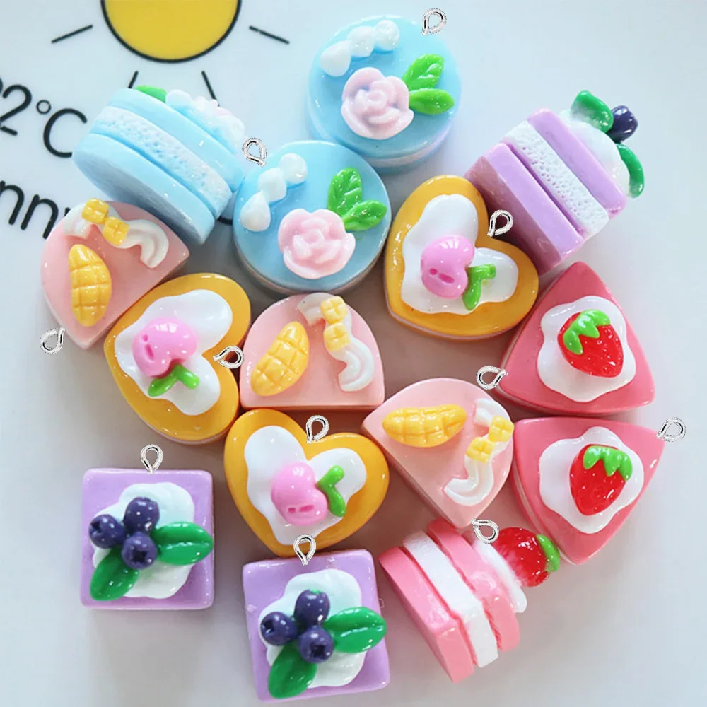 10PCS 3D Fruit Cake Series Flatback Charms For Earrings Bracelet Hairpin DIY Jewelry Making Gift Pendants Decoration Accessories