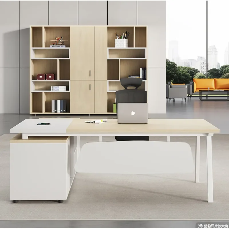 Simple Modern Executive Desk Office Table for Boss President Manager Supervisor Single Workstation with Chair Combination