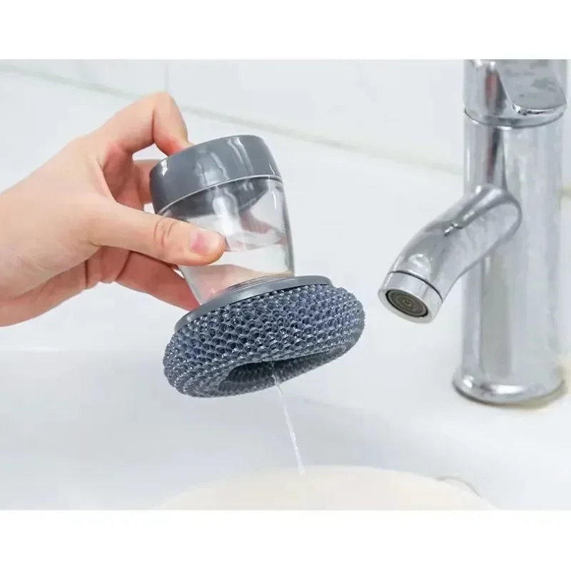 1pcs Portable Kitchen Soap Dispensing Dishwashing Tool Brush Easy Use Scrubber Wash Clean Tool Kitchen Cleaning Tool