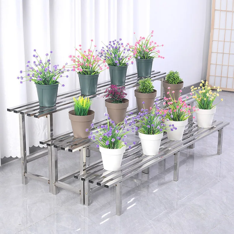 Multi-layer Frame Widened Outdoor Plant Placement Flower Pot Frame Stainless Steel Flower Stand Stepped Combination Balcony