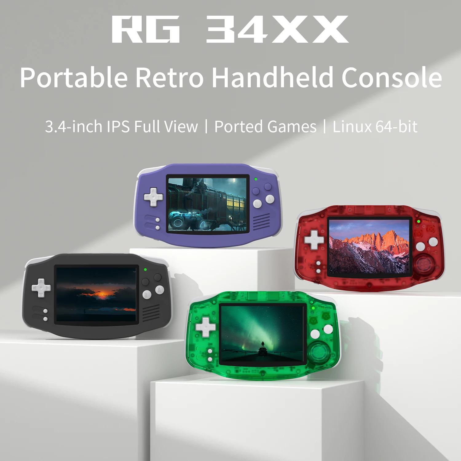 ANBERNIC RG 34XX 64Bit Retro Handheld Game Player 3.4-inch IPS Screen HD-Support TV RG34XX Portable PSP Game Console streaming