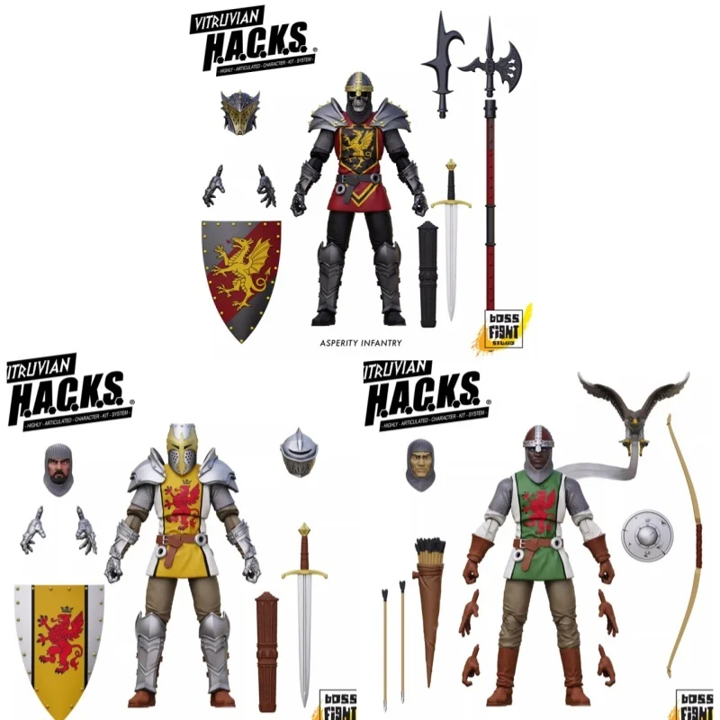 

In Stock Bfs Boss Buster 3.75-Inch Medieval Knights Red Lion Heart Golden Dragon Flame Action Figures Collection Decoration Toy