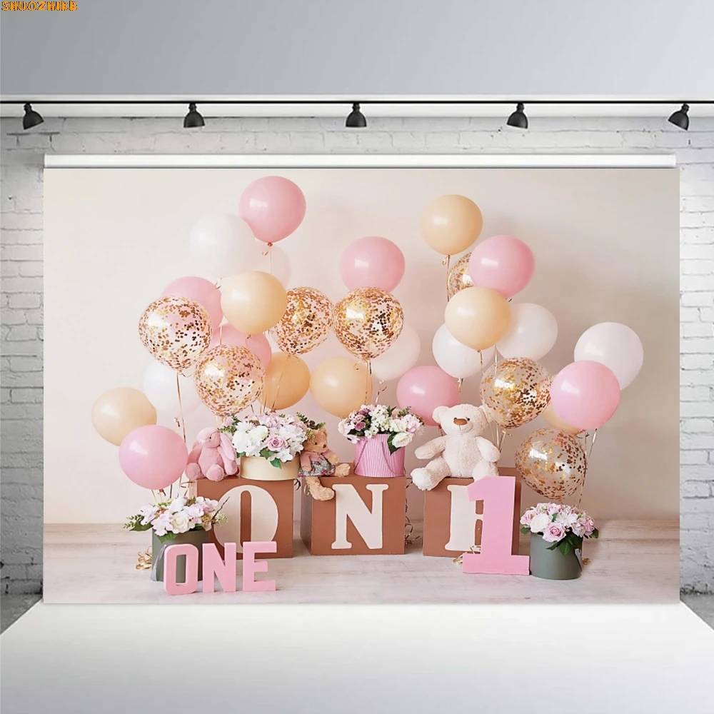 

Newborn 1st Birthday Party Backdrop for Photography Colorful Balloon Boy Girl First Birthday Decoration Baby Shower Background