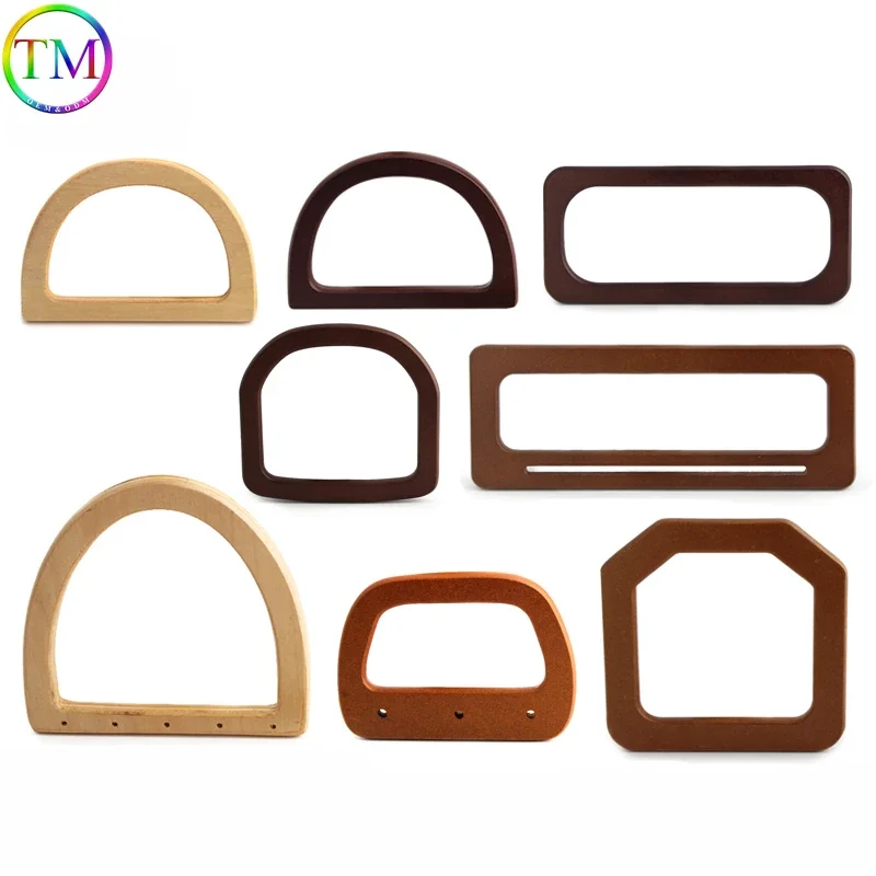 Wooden Bag Handle Tote Bags Square Wood Strap For Women Purse Frame Handle Bags  Replacement Accessories DIY Women's Beach Bag