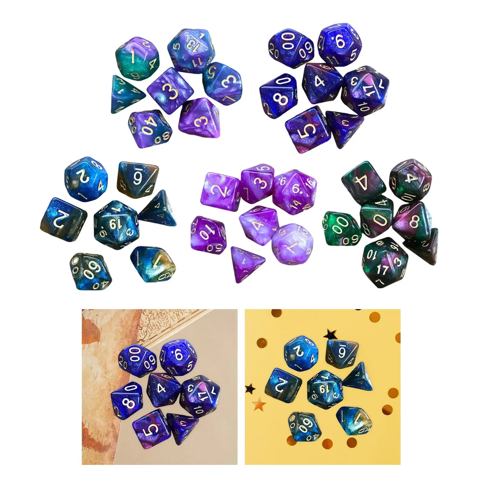 7Die Set Double Colors Polyhedral  for & RPG  MTG Board Game Accessories